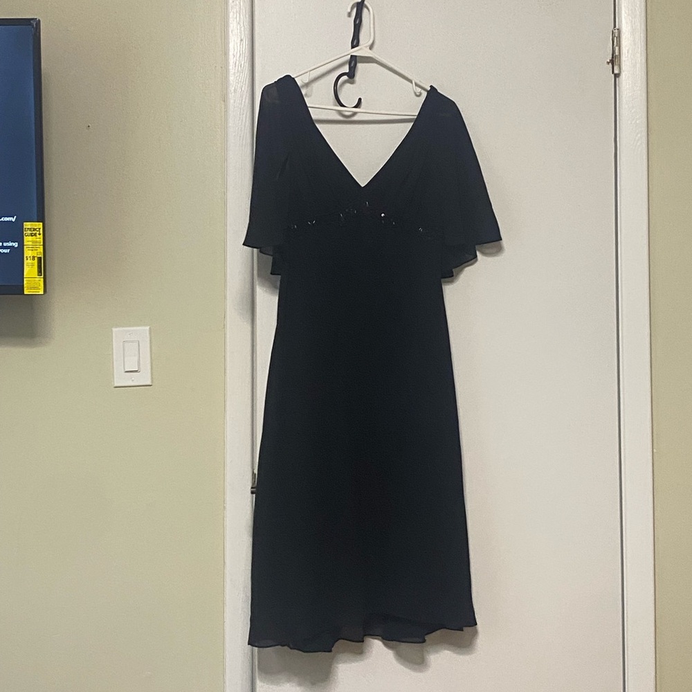 Adrianna Papell Black Flutter Sleeve Midi Sundress